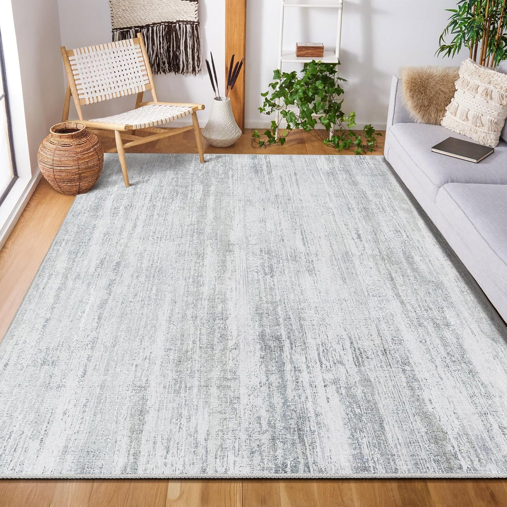 5x7 Washable Area Rug Low Pile Non Slip Modern Abstract Large