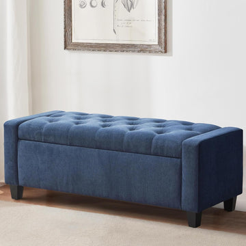 Ottoman with Storage, 48.8" Fabric Storage Ottoman Bench with Hinge, Bedroom Bench, Upholstered Benches with Seating