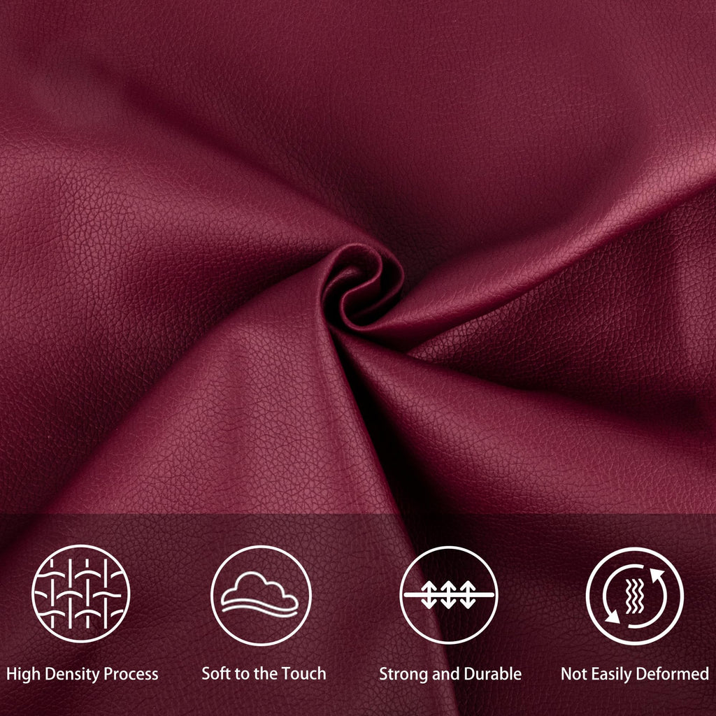 Faux Leather Sheet 54"x36" Durable Fabric for Upholstery, Home Decor, and DIY Sewing Projects (Burgundy, 1 Yard)
