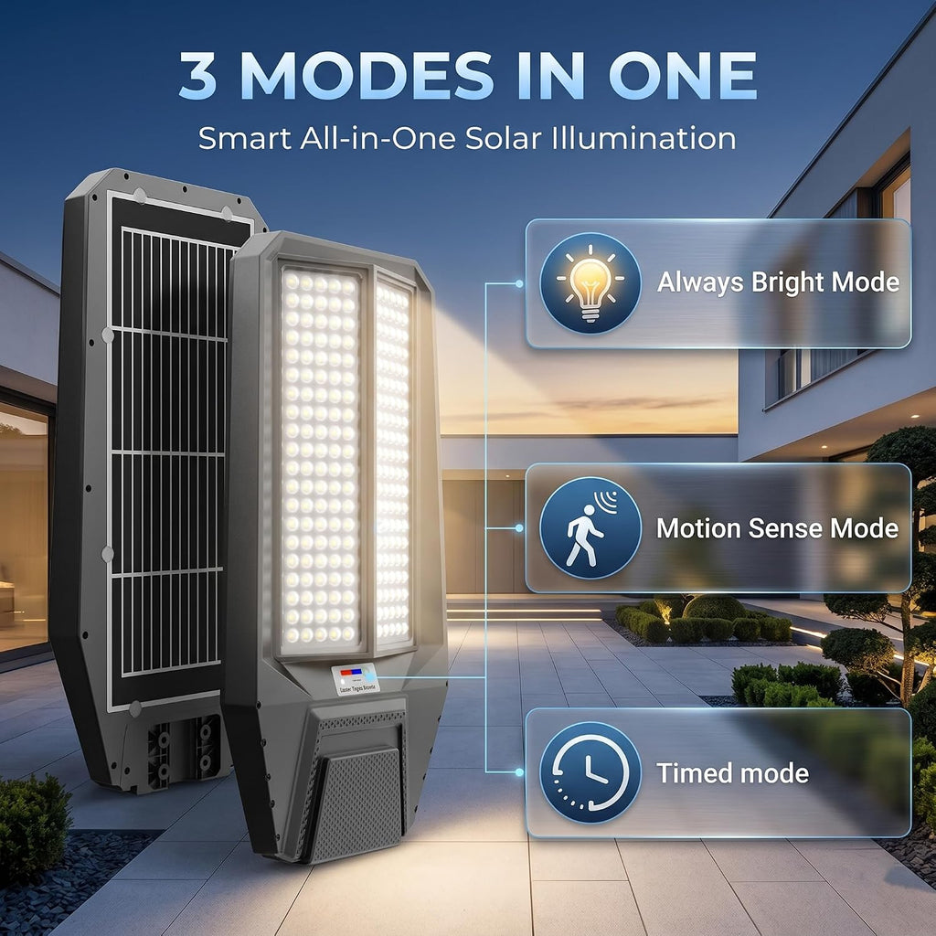 Ultra-Bright Solar Street Light with Motion Sensor, 11000W Commercial Outdoor Solar Security Light, IP67 Waterproof