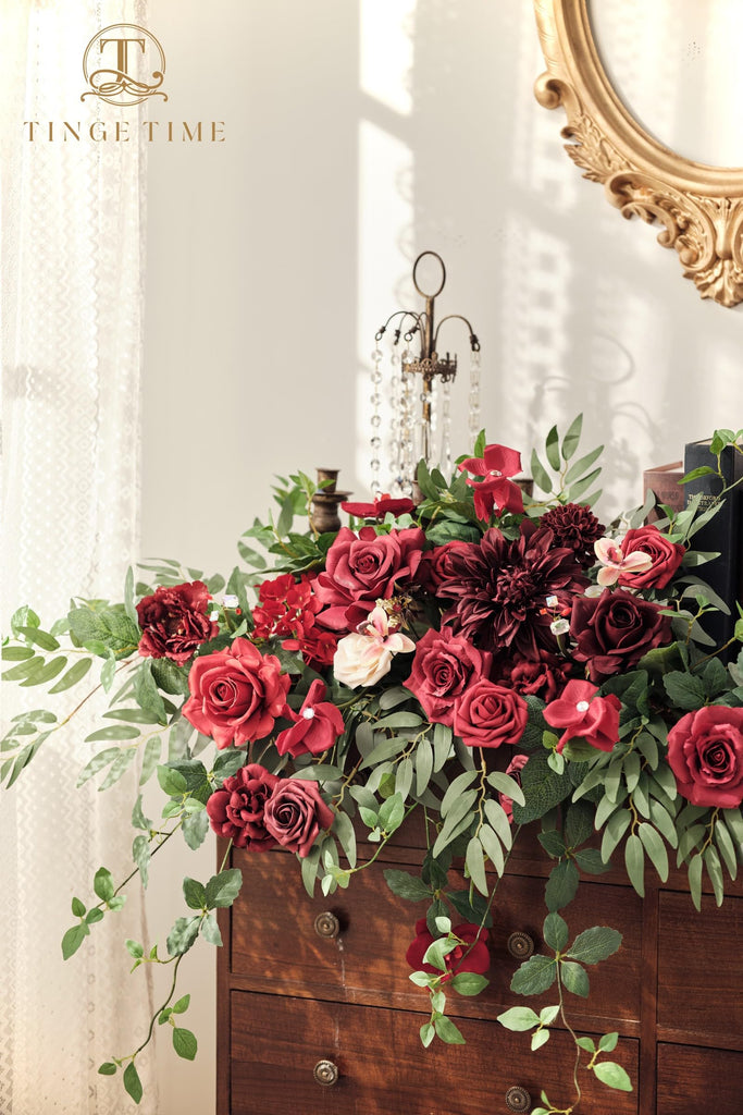 Artificial Sweetheart Flower Swag with Tablecloth and Table Runner, Pack of 3 Floral Arrangement for Wedding