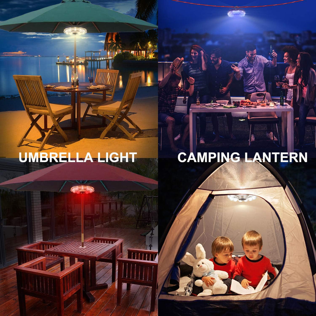 Patio Umbrella Light, 3xD Battery Operated Umbrella Pole Light with RF Remote 80Ft Through Wall