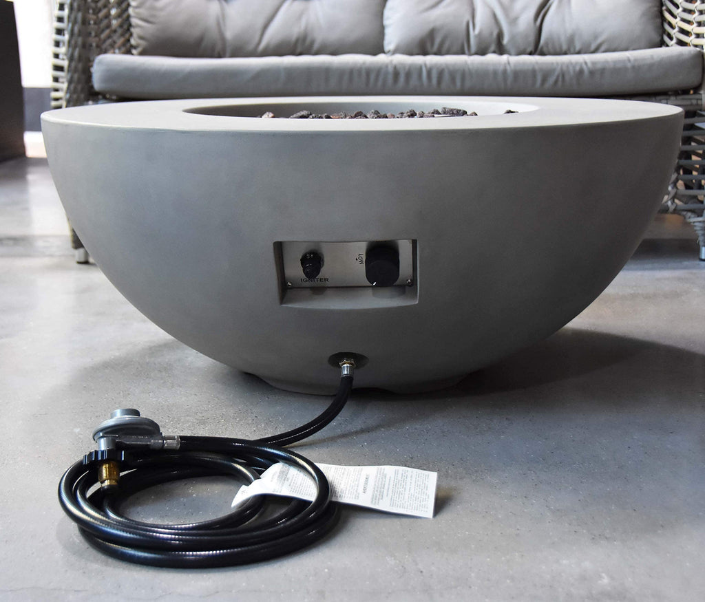 Roca Propane Fire Pit Table, Round Cast Concrete, 34 x 34-in