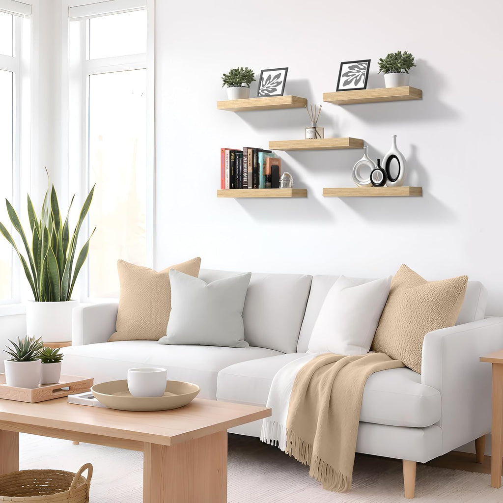 Floating Shelves for Wall - 16 Inch Floating Shelf & Wall Decor - Mounted Bathroom Shelves with Invisible Brackets