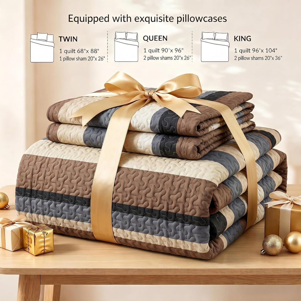 Reversible Camel Print Quilt Twin with 1 Pillow Sham