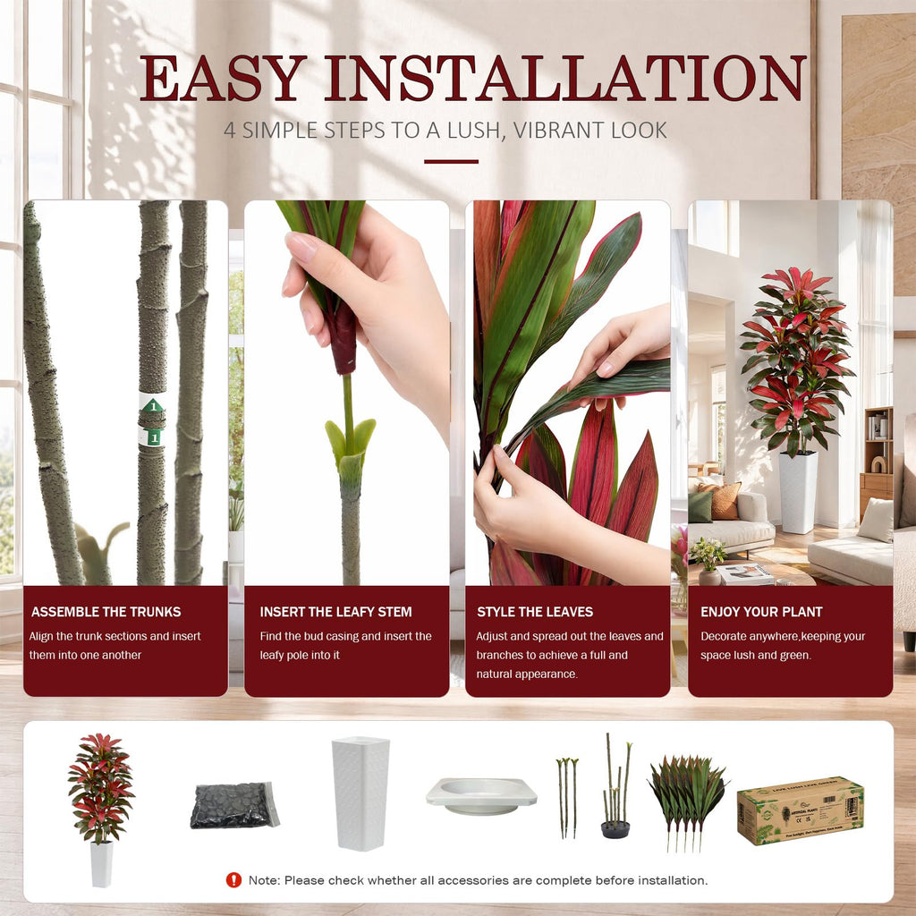Artificial Red Dracaena Tree 7FT, Large Fake Plants Indoor