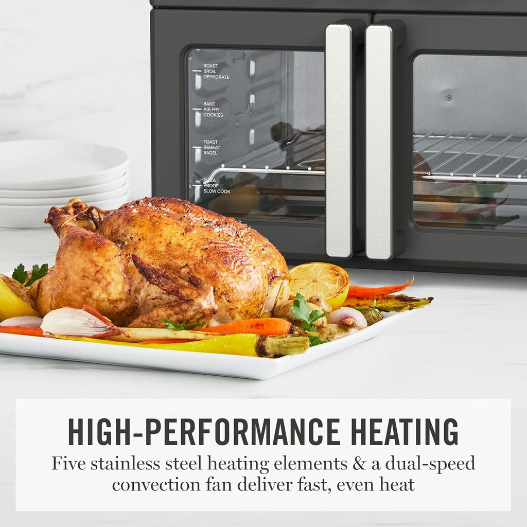 French Door Air Fryer Toaster Oven Combo, 34QT Countertop Convection, 12-in-1, Bake, Broil, Roast, Fits 12” Pizza