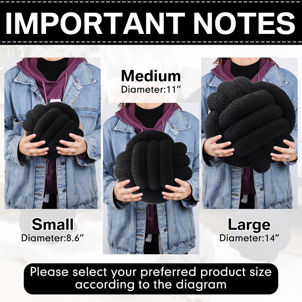 2 Pcs Knot Pillows Decorative Round Ball Throw Plush Pillows Boucle Knotted Circle Soft Pillows Cushion for Room Sofa