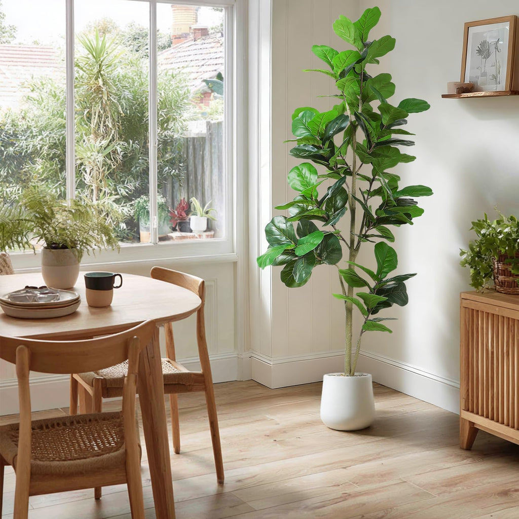 7ft Artificial Fiddle Leaf Tree Faux Plant Fake Ficus Lyrata Silk Trees