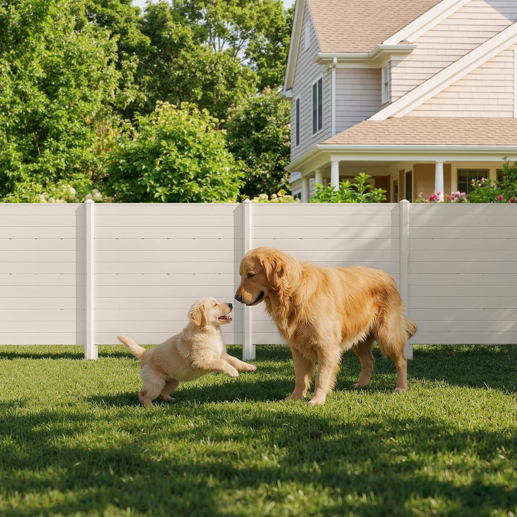 Privacy Fence Panels, 48''W x 45.4''H PVC Air Conditioner Fence with 2 Panels, Fixed Nail & Hammer, Decorative Fences