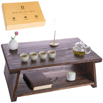Floor Table for Tea Rituals | Altar Table for Meditation, Mindfulness & More | Low Japanese Floor Platform Chabudai