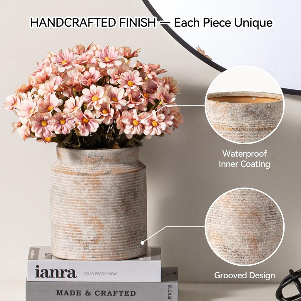 Ceramic Flower Vase 6.5 inch Farmhouse Rustic Vase