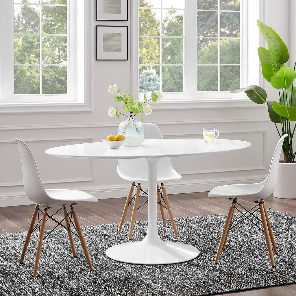 Inspired Saarinen Style Tulip Oval Pedestal Dining Table — White, 60″ Oval