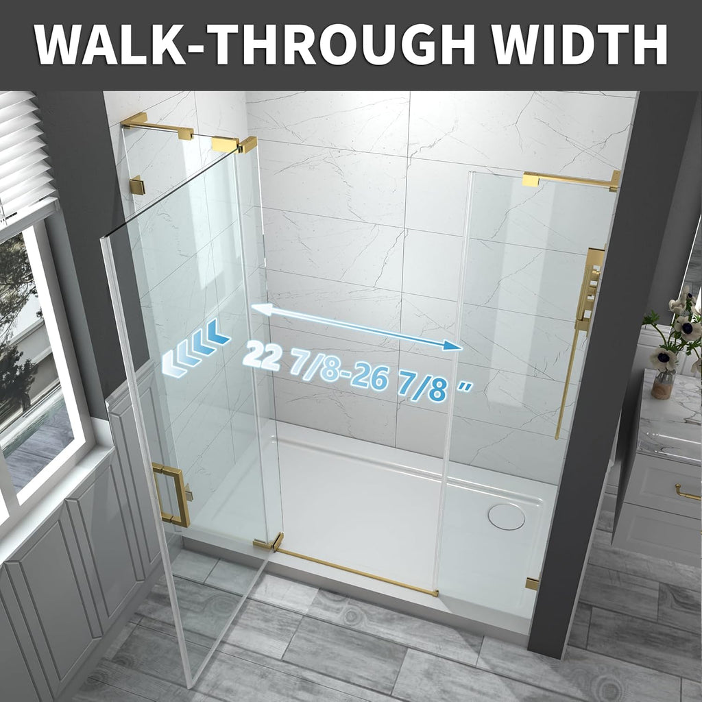 56-60" W x 70" H Frameless Pivot Shower Door, 5/16"(8mm) Clear SGCC Tempered Glass Shower Doors