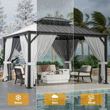 10'x12' Outdoor Hardtop Gazebo, Aluminum Patio Gazebo with Galvanized Steel Double Roof