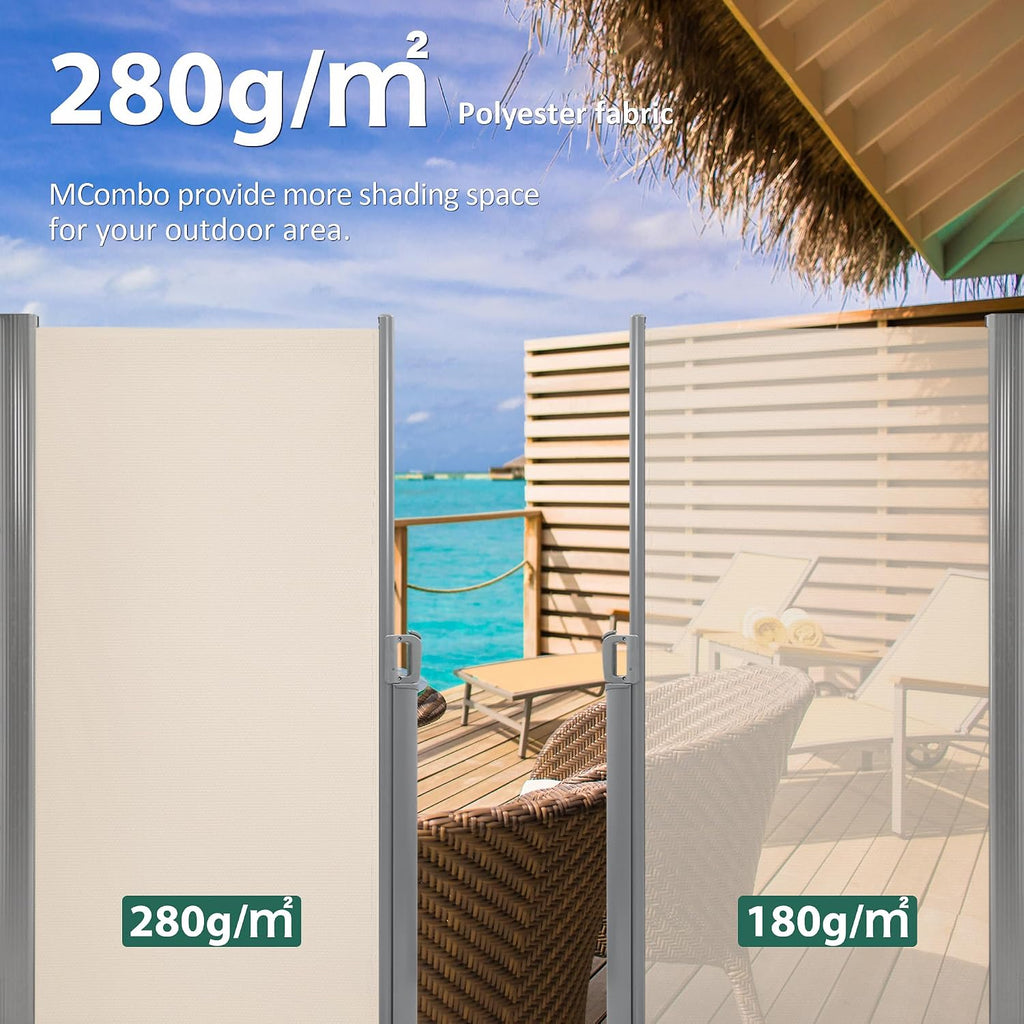 78" x 138" Aluminium Patio Retractable Side Awning, Fully Assembled Waterproof Sunshade Privacy Screen for Garden