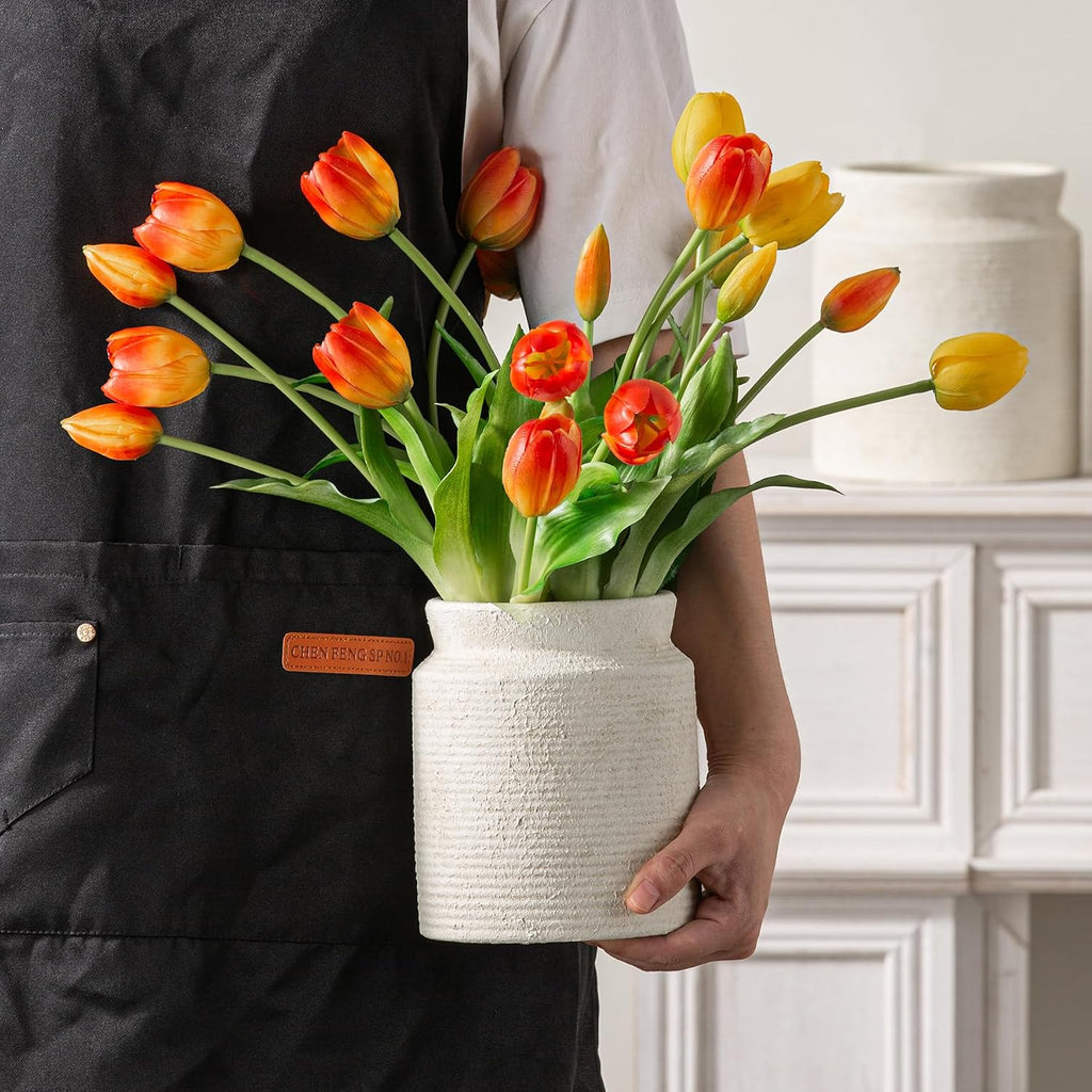 Ceramic Flower Vase 6.5 inch Farmhouse Rustic Vase