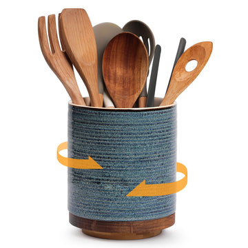 360° Rotating Extra Large Cooking Utensil Holder, 7.6" Kitchen Utensil Holder for Countertop, Utensil Crock