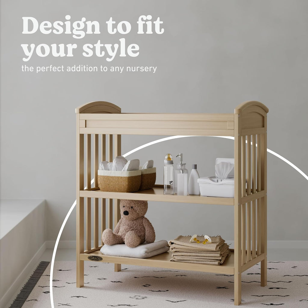Changing Table with Water-Resistant Changing Pad, Driftwood | GREENGUARD Gold Certified, Includes Diaper