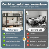 Metal Twin XL Over Twin XL Bunk Bed for Adults/Kids,Heavy Duty Adults Bunk Beds with Guardrail & Ladders,Twin XL Size