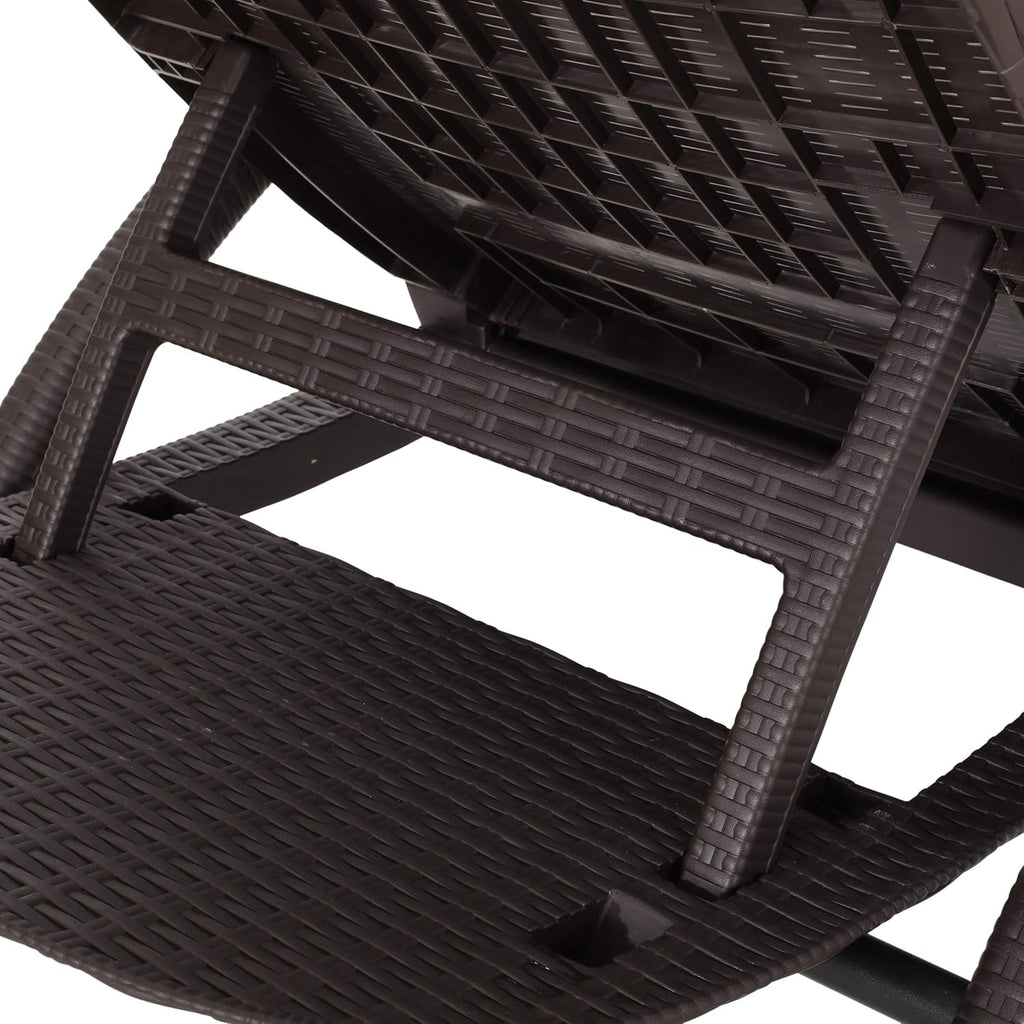Blanche Outdoor Faux Wicker Chaise Lounge, Dark Brown