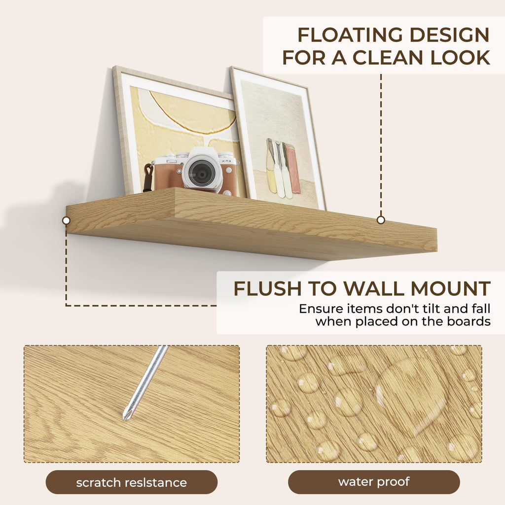 Bathroom Floating Shelves for Wall 2Pack|Oak|32" L