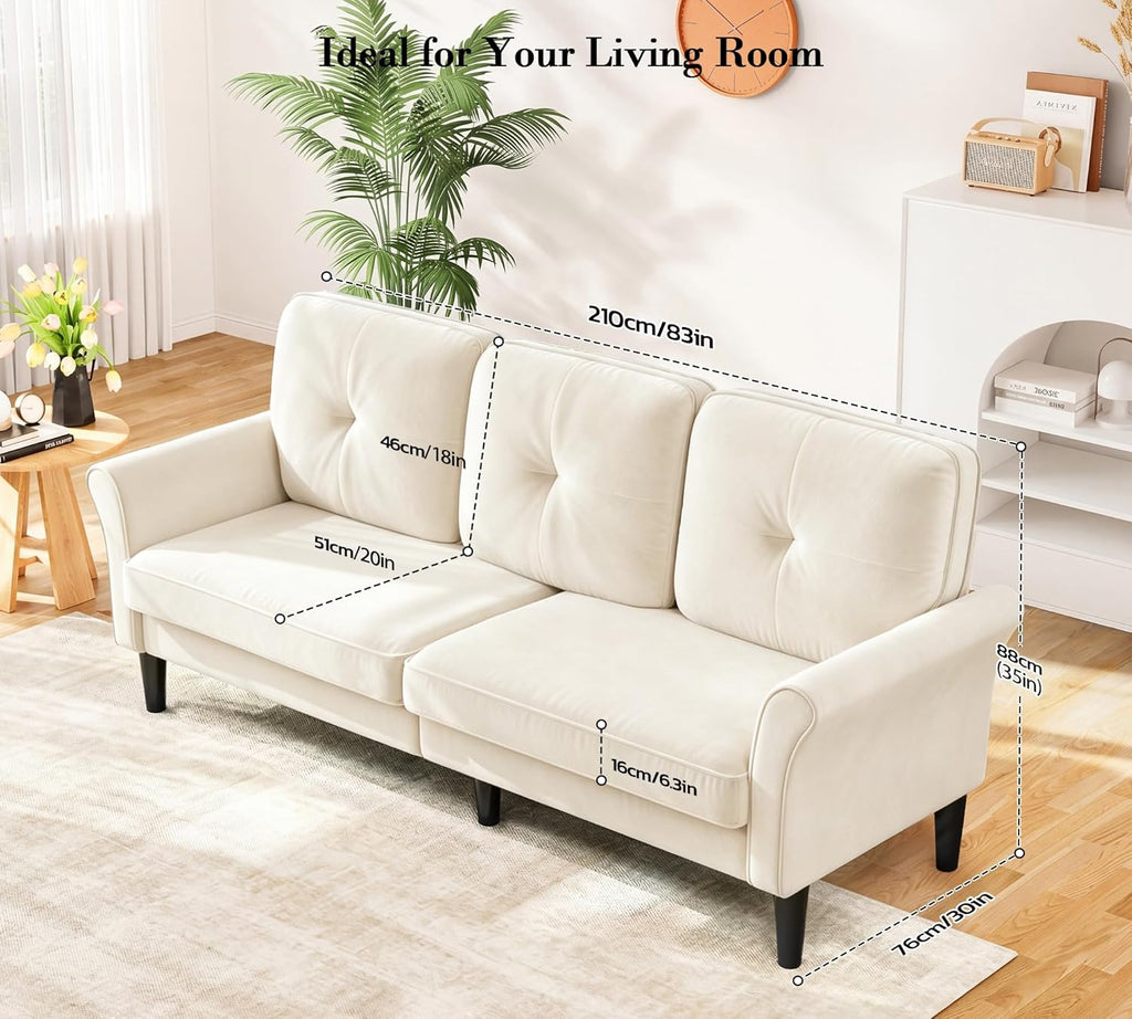Sofa Set , Comfy Velvet 2 Piece Couch Sets , Tool-Free Setup 3 Seat Couch and Loveseat Sets, Modern Sofa and Loveseat