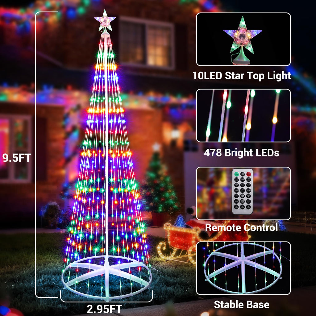 Outdoor Christmas Tree, 9.5FT 478 LED Color Changing Lights