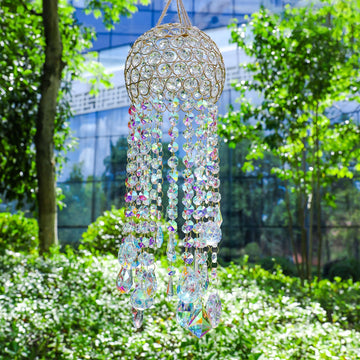 25inch Chandelier Wind Chimes Crystal Suncatcher Window Hanging Sun Catchers AB Color Crystal Prism Rainbow Maker