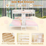 Triple Bunk Bed with Stairs, Twin Over Twin & Twin Bunk Bed Frame with Guardrail & Storage