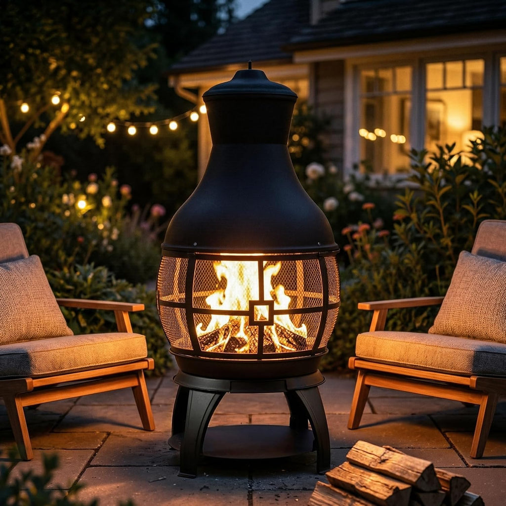 Chiminea Outdoor Fireplace, Outdoor Wood Burning Fire Pits