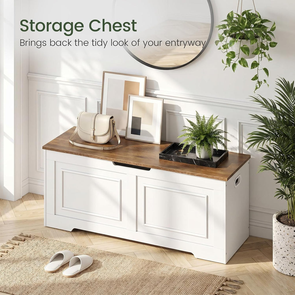 Storage Bench, 47.2" Large Capacity Toy Chest, Farmhouse Storage Trunk with Soft Close Hinge, Wooden Storage Box