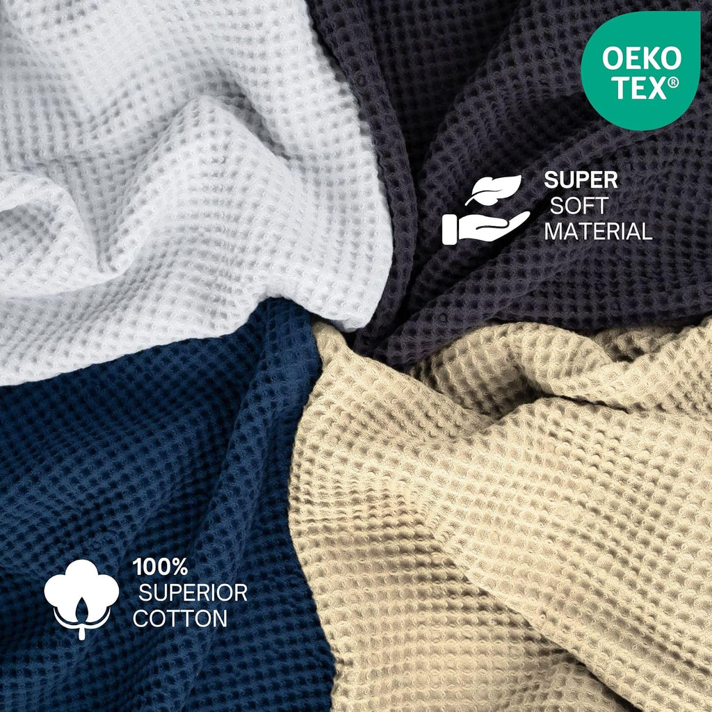 Throw Blanket, 100% Cotton Soft Lightweight Breathable Summer Blanket Throws, Waffle Weave Throw Size Bed Blanket: