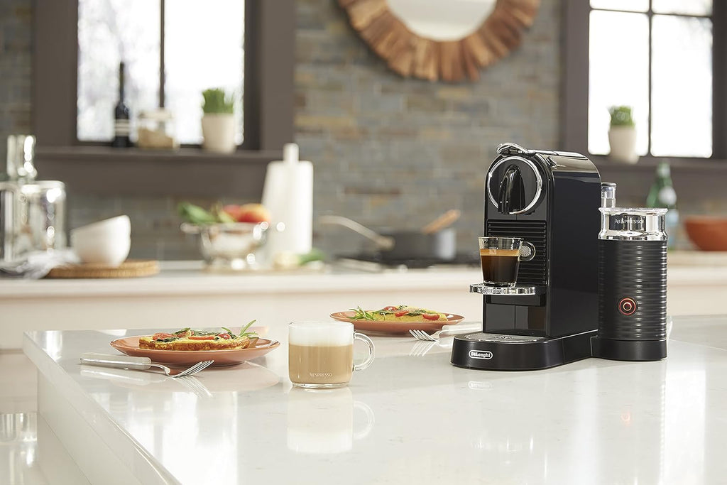 CitiZ Coffee and Espresso Machine by De'Longhi with Milk Frother, Black, 9.3 x 14.6 x 10.9 inches