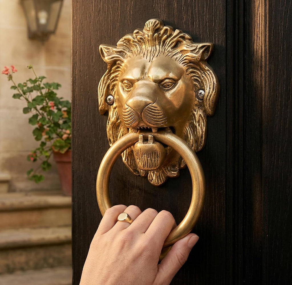 Brass Lion Door Knocker Knockers Gate Knocker Door Accessories (Lion 6")