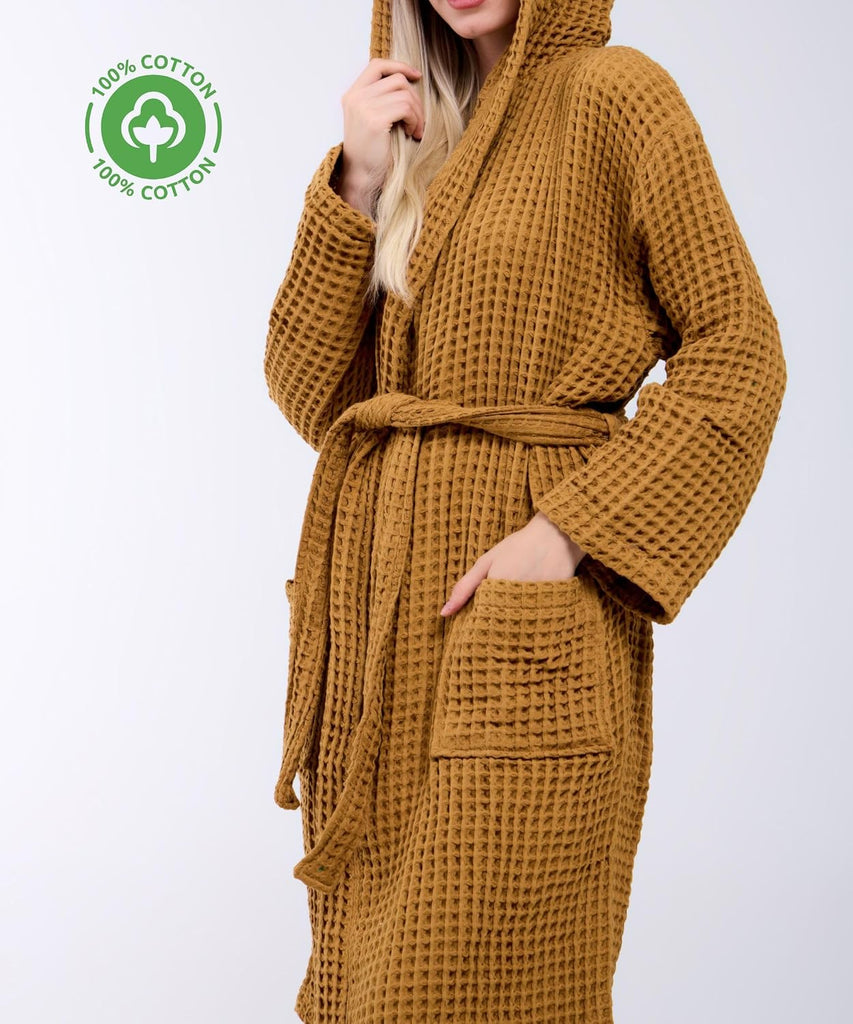 100% Turkish Cotton Waffle Bathrobe for Women