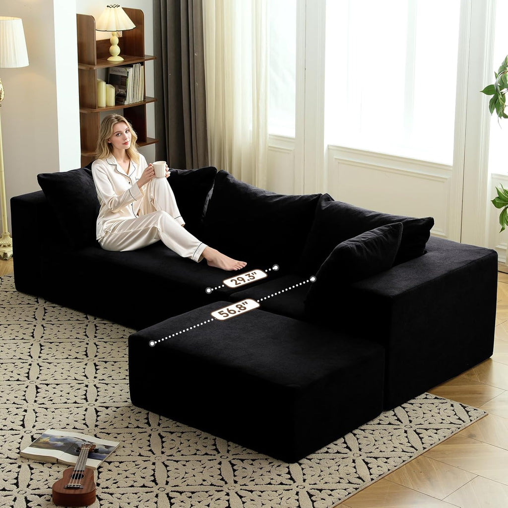 Modular Sectional Sofa - Modern L Shaped Boneless Couch with Deep Seat