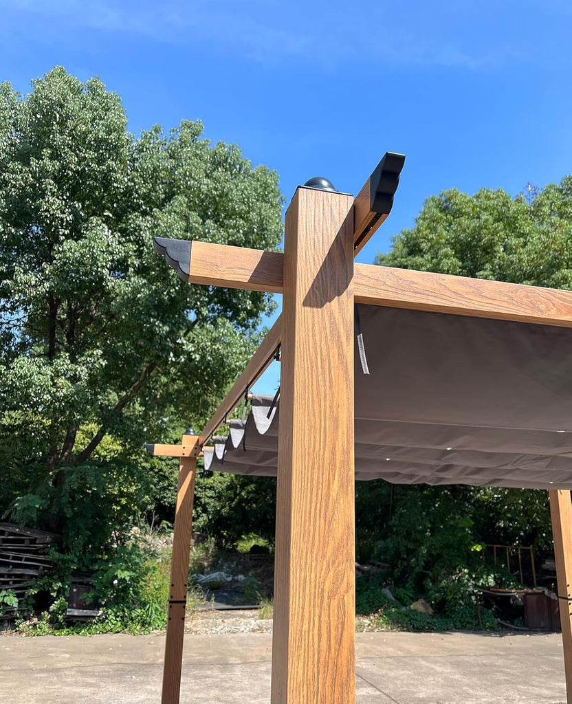 10x10 ft Outdoor Pergola with Retractable Canopy Upgraded Outdoor Aluminium Pergola