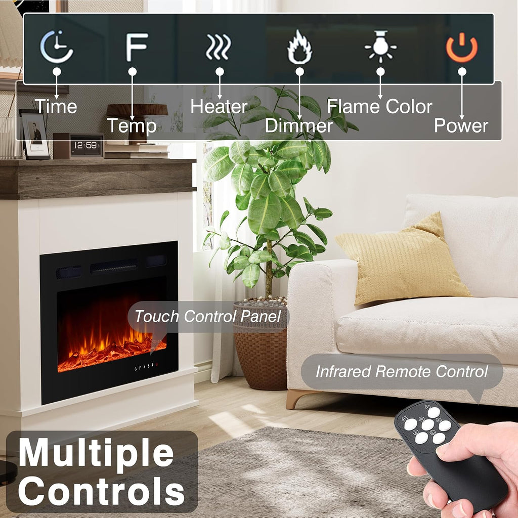 49" Electric Fireplace with Mantel, Fireplace TV Stand with 40" Electric Fireplace Heater, Low Noise, Remote Control