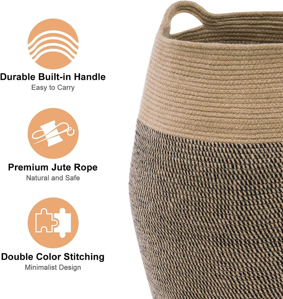 105L Cotton Rope Laundry Hamper, Collapsible Woven Basket | Extra Large Woven Laundry Hamper with Sturdy Handles