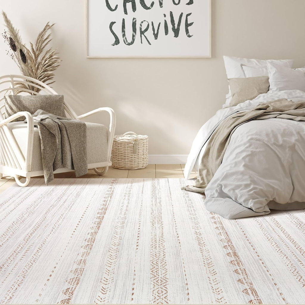 10x14 Area Rugs Living Room: Washable Boho Large Neutral Modern Soft Stain Resistant Farmhouse Indoo