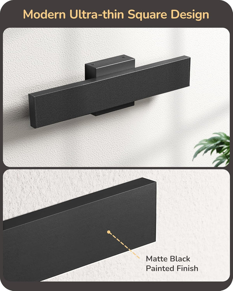 2 Pack LED Outdoor Wall Lights Dimmable, 3000K 4000K 5000K, 15.7" Modern Black Outdoor Wall Sconce, IP65 Waterproof