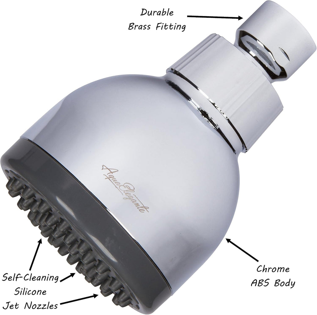3 Inch High Pressure Shower Head - Best Pressure Boosting, Wall Mount, Bathroom Showerhead For Low Flow Showers