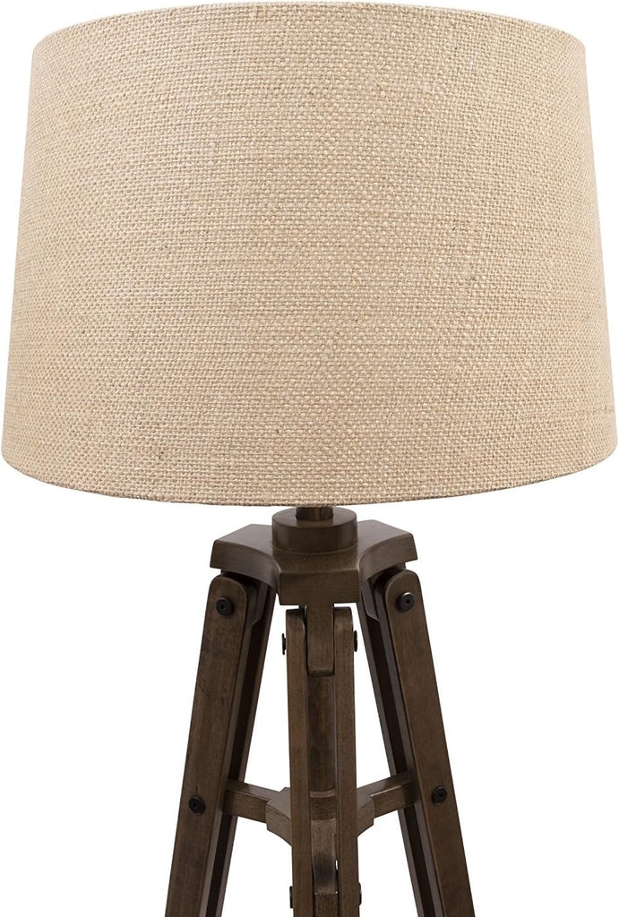 Tripod Style Wood Floor Lamp with Drum Shade