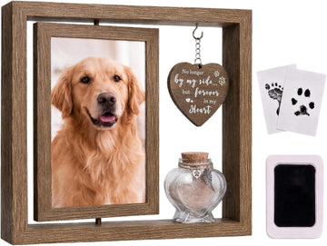 Dog Memorial Gifts for Loss of Dog Rotating Wooden Picture Frame