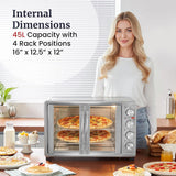 ETO4510B# French Door 47.5Qt, 18-Slice Convection Oven 4-Control Knobs, Bake Broil Toast Rotisserie Keep Warm