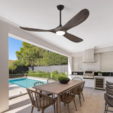 Inspired Maverick Style 52 Inch Farmhouse Rustic Ceiling Fans with Lights, Dimmable Solid Wood Outdoor Ceiling Fan with Light and Remote Control 3 Blades Propeller Ceiling Fans for Patios Indoor Bedroom, Deep Brown A101-B0F93YGG7L