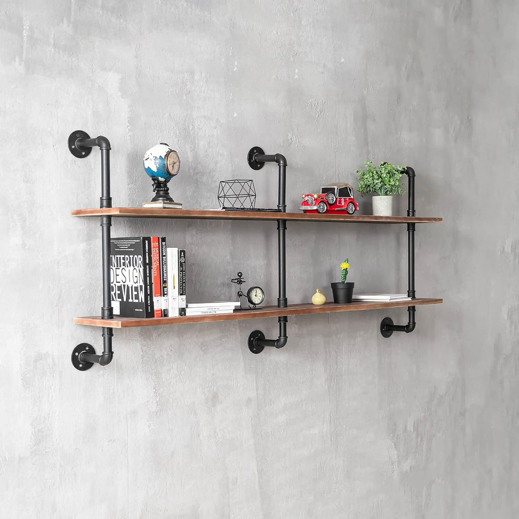 Floating Shelves for Wall Laundry Room Shelves Bookshelf Industrial Pipe Shelving Shelf Real Wood Planks 60 inch