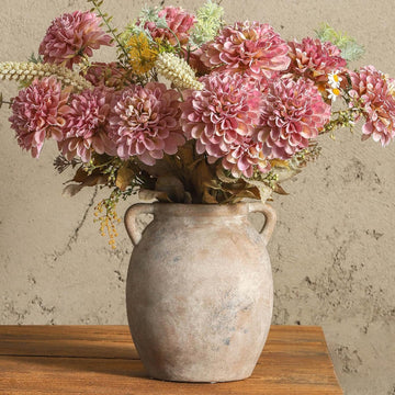 Ceramic Flower Vase 7.6 inch Farmhouse Rustic Vase Decorative Pottery Terracotta Vases