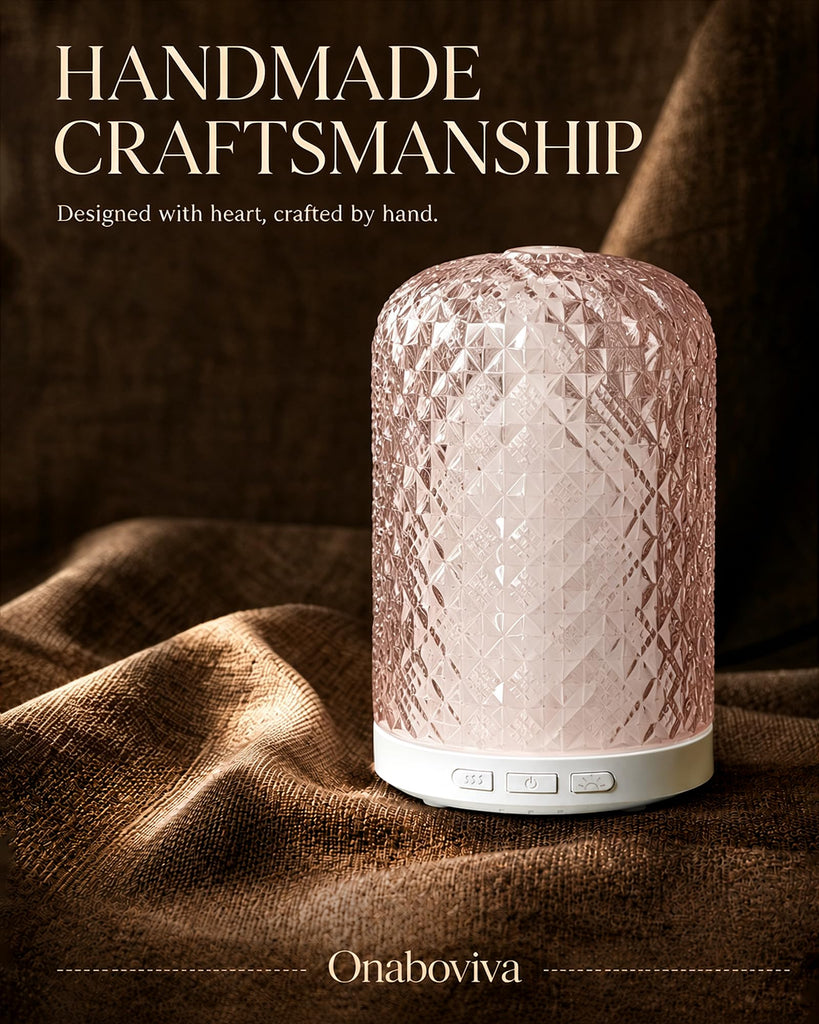 Pink Glass Essential Oil Diffuser with Pulse/Continuous Mist